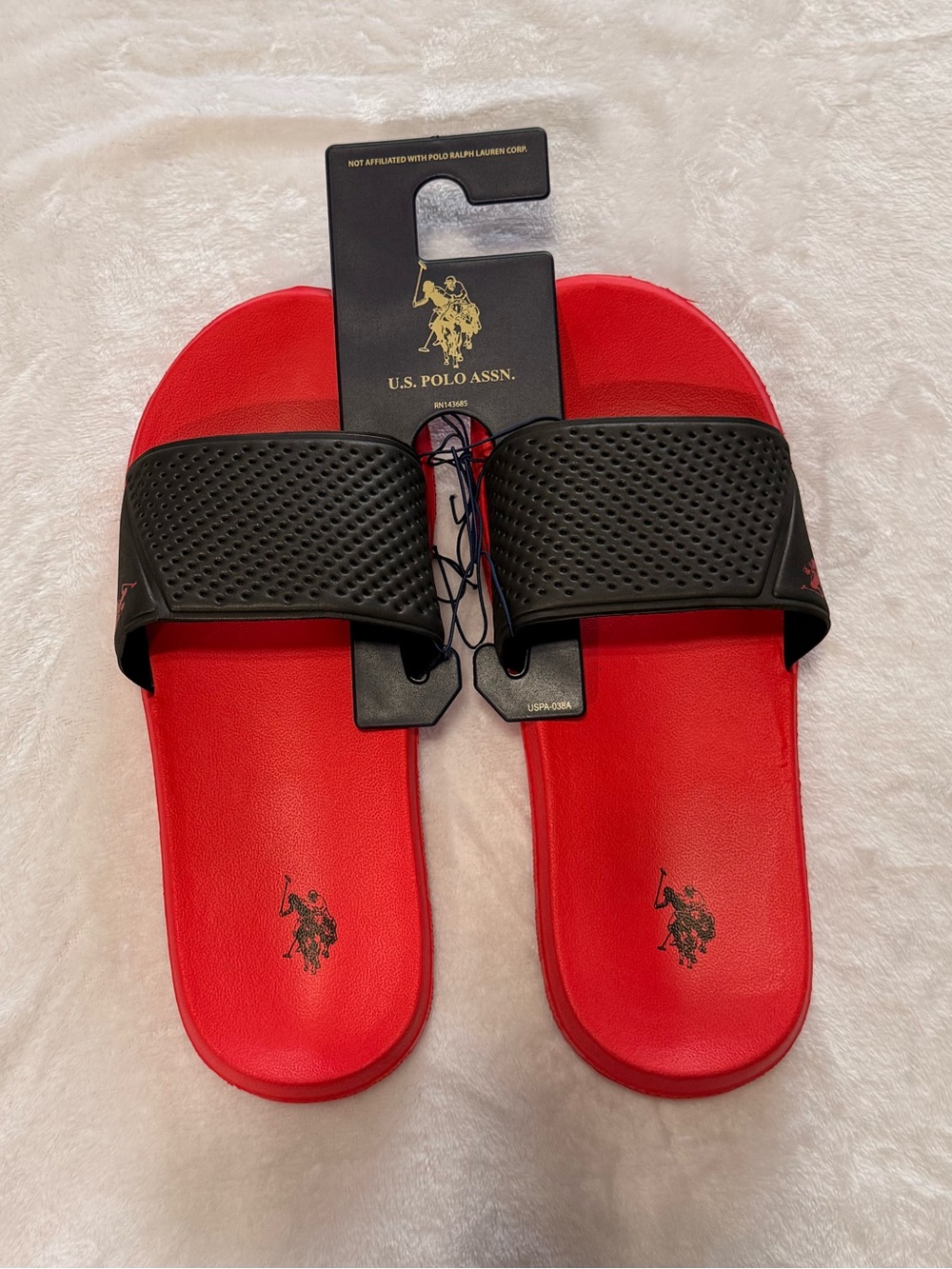 U.S. Polo Assn. Red and Black Slide Sandals